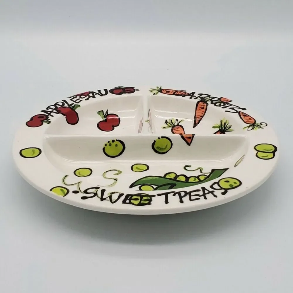T Cabells Too Child's Divided Plate Magnolia Lane Applesauce Carrots Sweet Peas